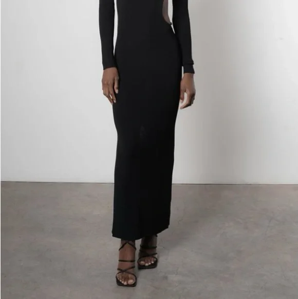 AYA MUSE Gigi Knit Dress Black Side Cut Out Size Small Luxury Minimalist - Picture 8 of 12